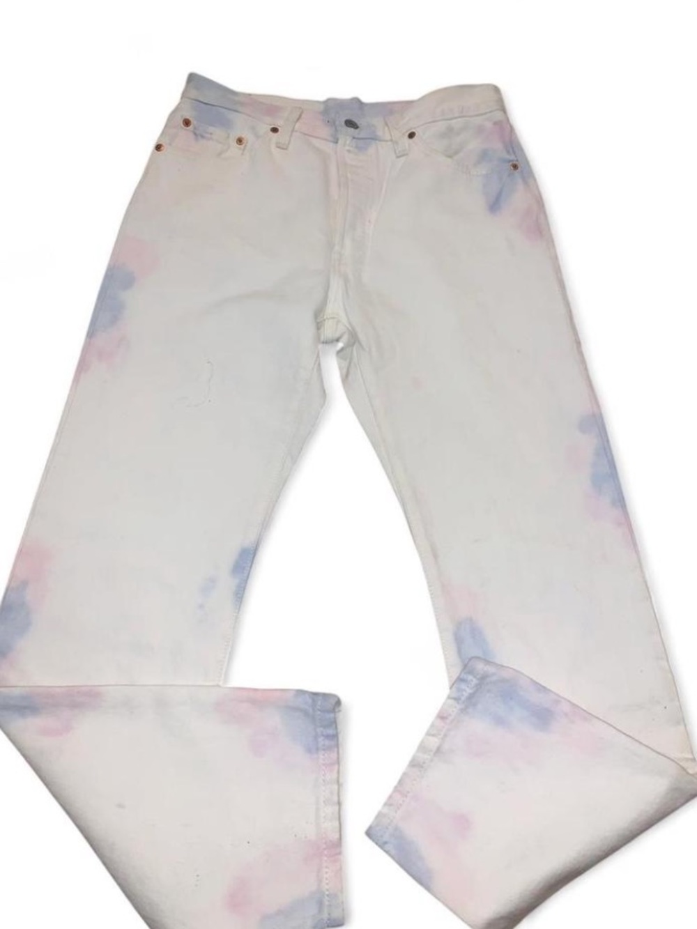 Levi's 501 partly tie-dyed cream denim